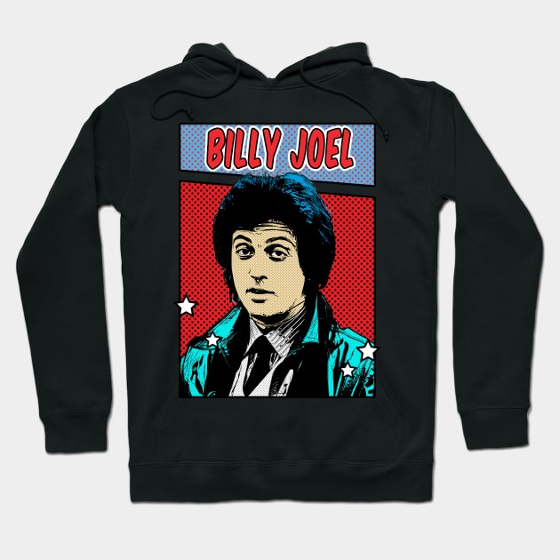 Billy Joel 80s  Pop Art Comic Style Hoodie by Flasher